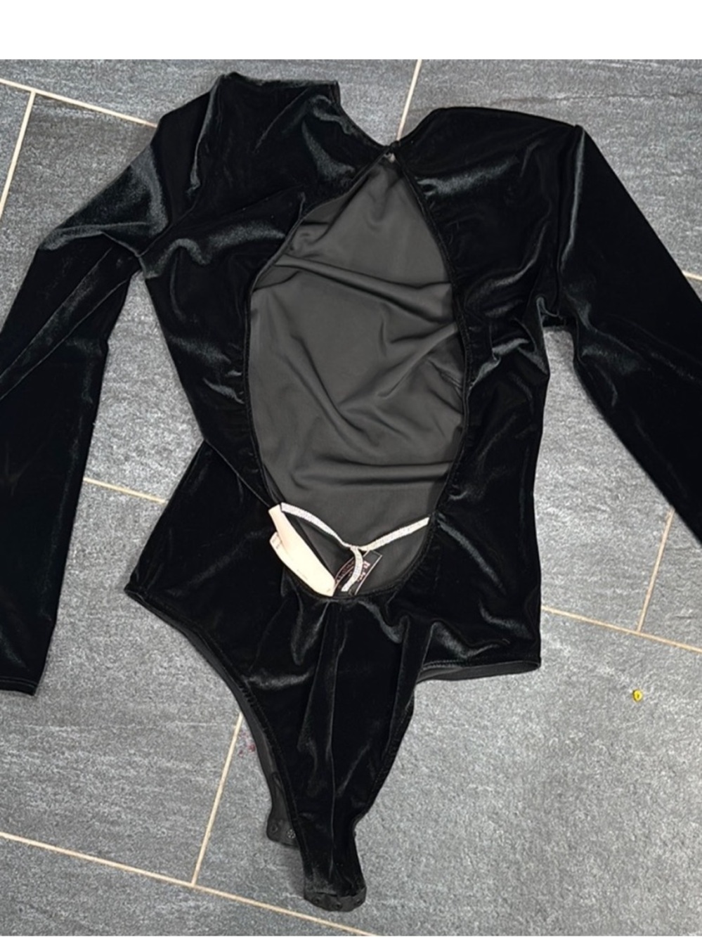 VS NWT Black Velvet Long Sleeve Bodysuit